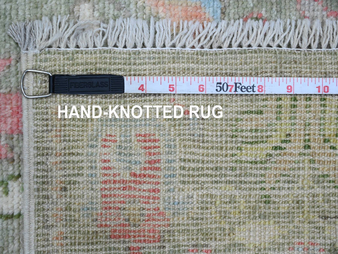 2'8" x 9'11" New Hand Knotted Green Wool Runner Oriental Rug - MOA10289968