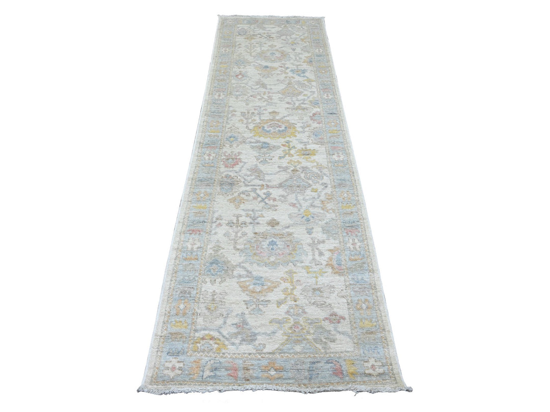 2'9" x 9'5" New Hand Knotted Ivory Wool Runner Oriental Rug - MOA10289969