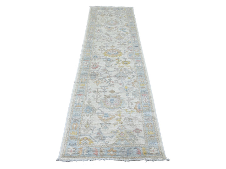 2'9" x 9'5" New Hand Knotted Ivory Wool Runner Oriental Rug - MOA10289969