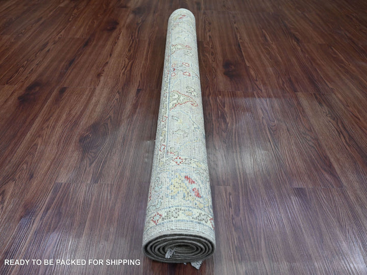 3'10" x 5'9" New Hand Knotted Grey Wool Rectangle Oriental Rug - MOA10289971