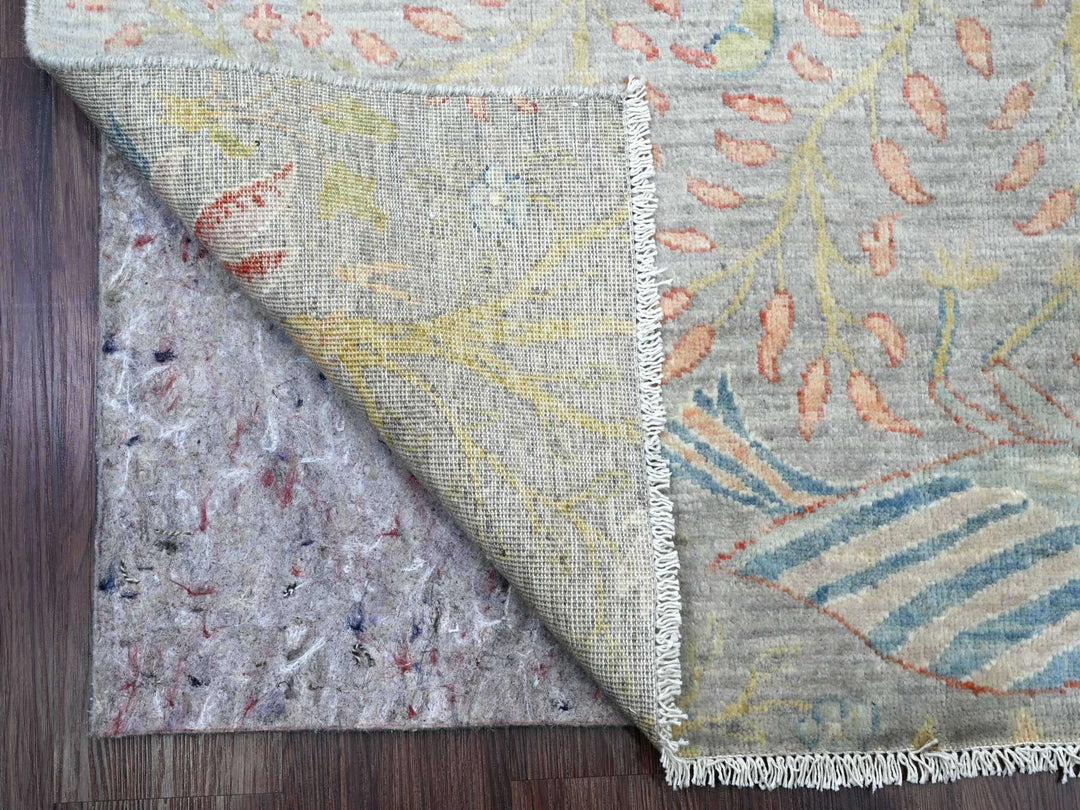 3'11" x 15'9" New Hand Knotted Grey Wool Runner Oriental Rug - MOA10289977