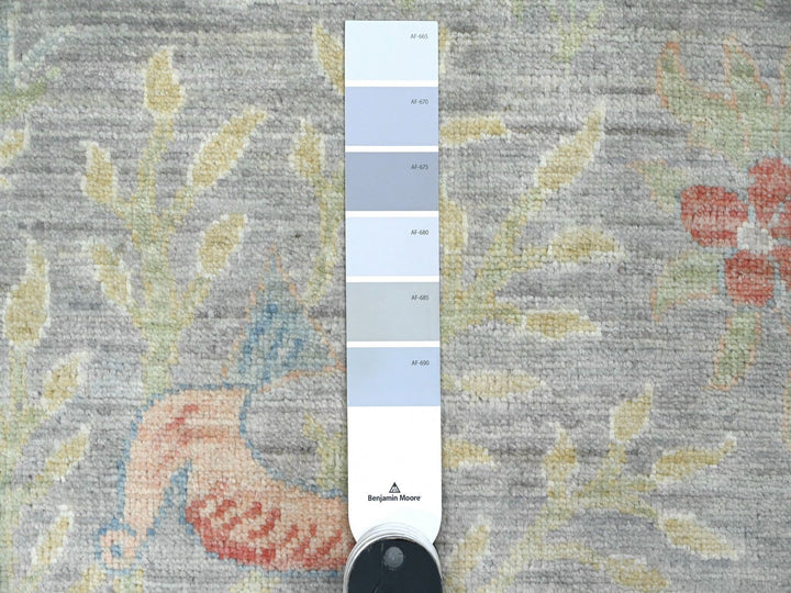 3'11" x 15'9" New Hand Knotted Grey Wool Runner Oriental Rug - MOA10289977