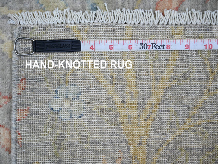 3'11" x 15'9" New Hand Knotted Grey Wool Runner Oriental Rug - MOA10289977
