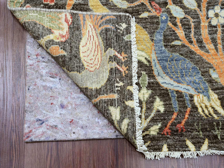 4'0" x 11'11" New Hand Knotted Grey Wool Runner Oriental Rug - MOA10289980
