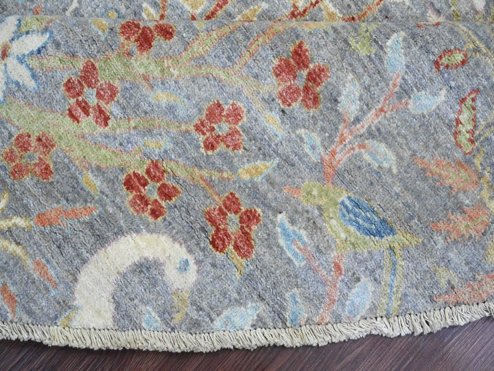 10'0" x 10'1" New Hand Knotted Grey Wool Round Oriental Rug - MOA10289983