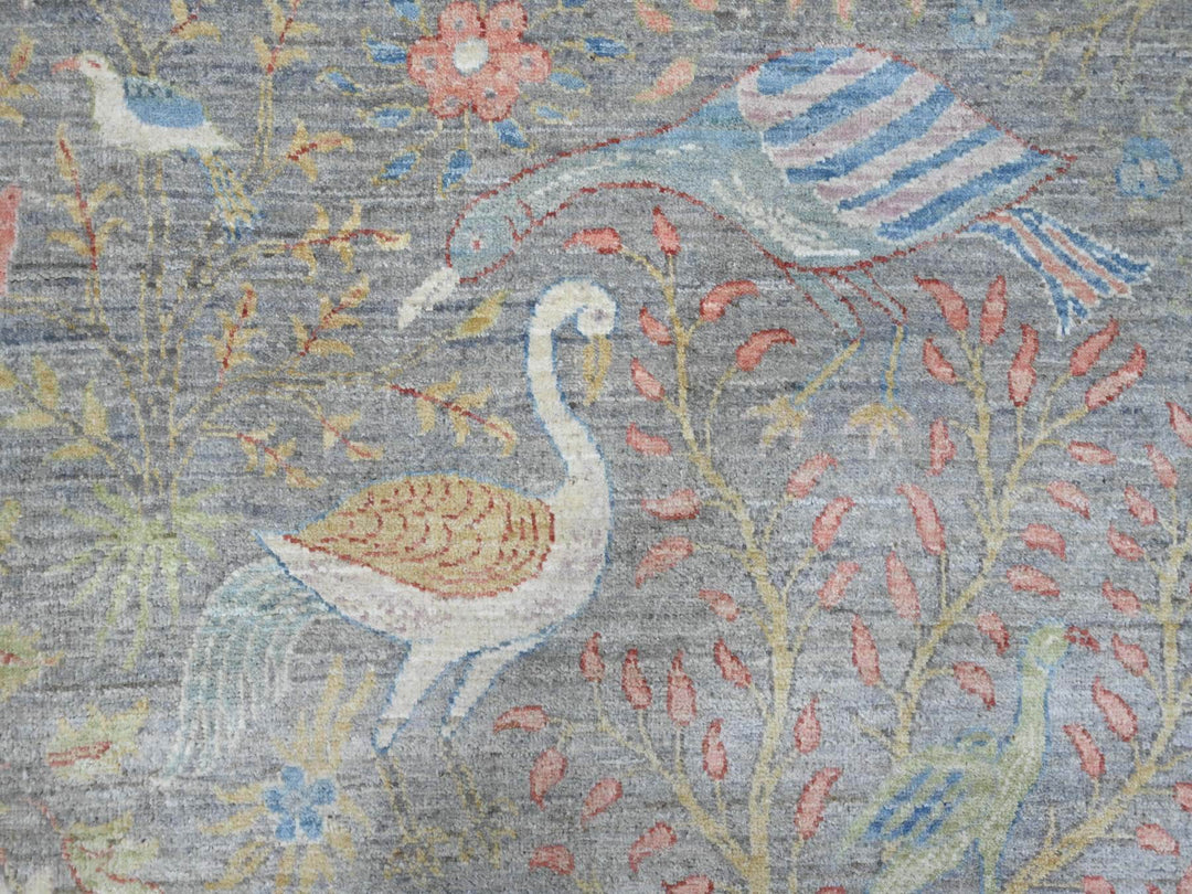 10'0" x 10'1" New Hand Knotted Grey Wool Round Oriental Rug - MOA10289983
