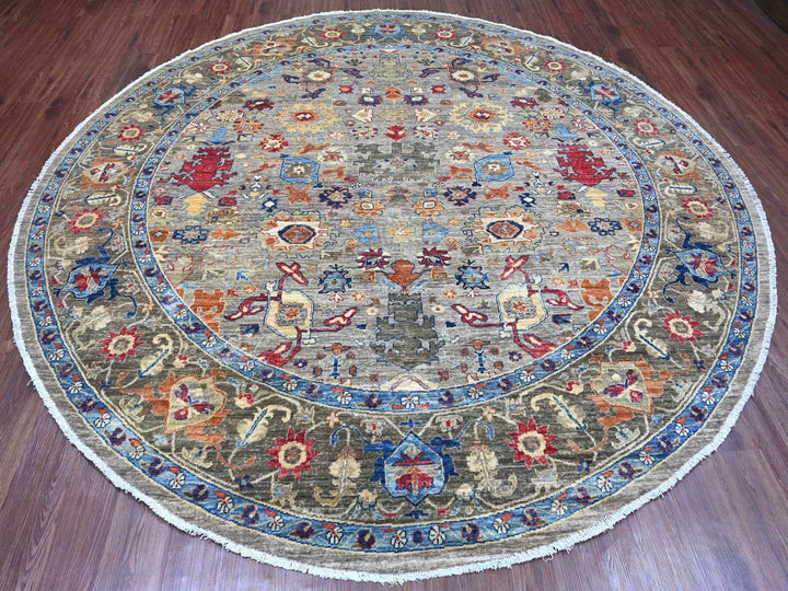 9'11" x 9'11" New Hand Knotted Grey Wool Round Oriental Rug - MOA10289984