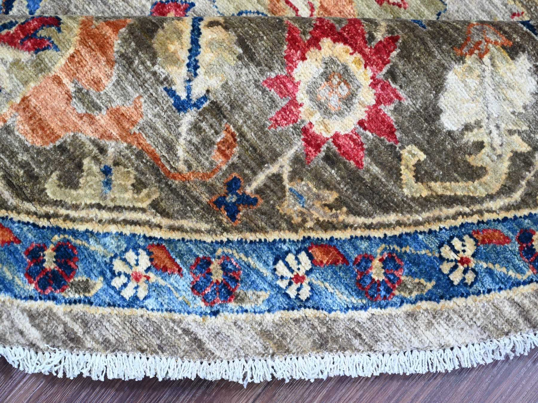 9'11" x 9'11" New Hand Knotted Grey Wool Round Oriental Rug - MOA10289984