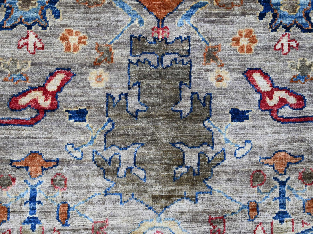 9'11" x 9'11" New Hand Knotted Grey Wool Round Oriental Rug - MOA10289984