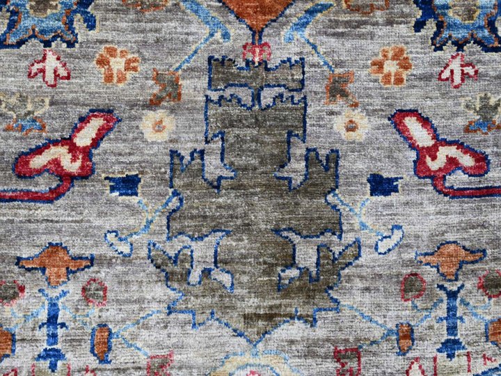 9'11" x 9'11" New Hand Knotted Grey Wool Round Oriental Rug - MOA10289984