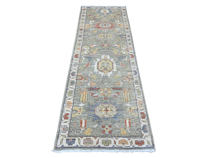 2'8" x 8'0" New Hand Knotted Green Wool Runner Oriental Rug - MOA10289987