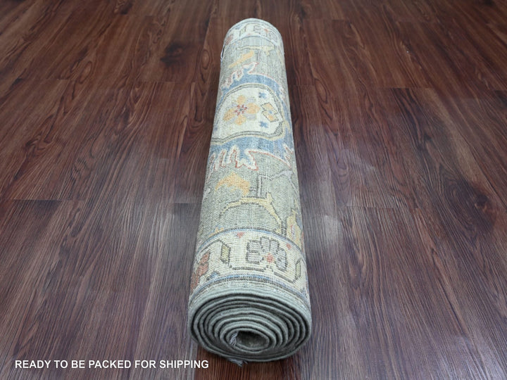 2'8" x 8'0" New Hand Knotted Green Wool Runner Oriental Rug - MOA10289987