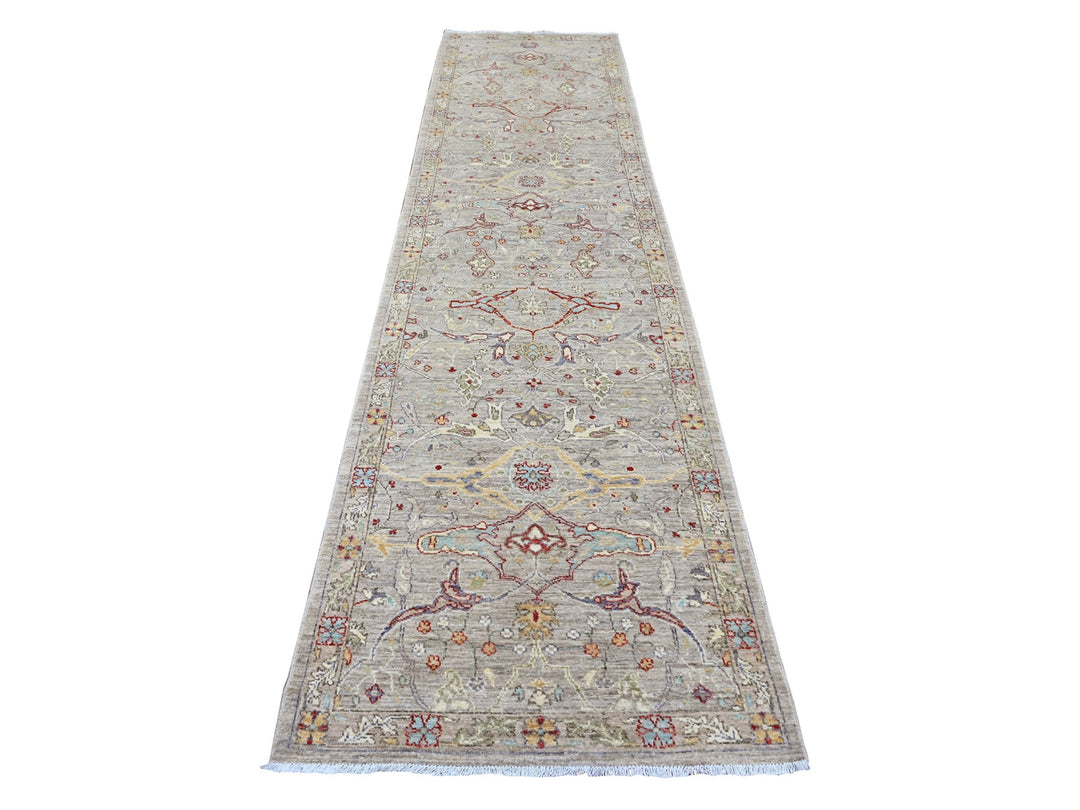 2'11" x 11'8" New Hand Knotted Brown Wool Runner Oriental Rug - MOA10289990