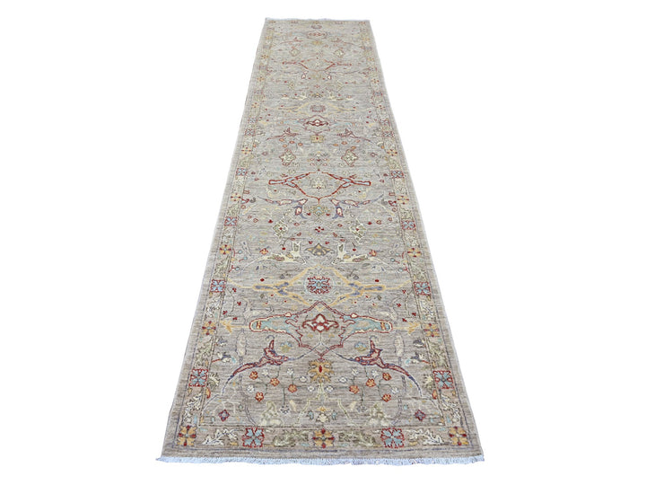 2'11" x 11'8" New Hand Knotted Brown Wool Runner Oriental Rug - MOA10289990