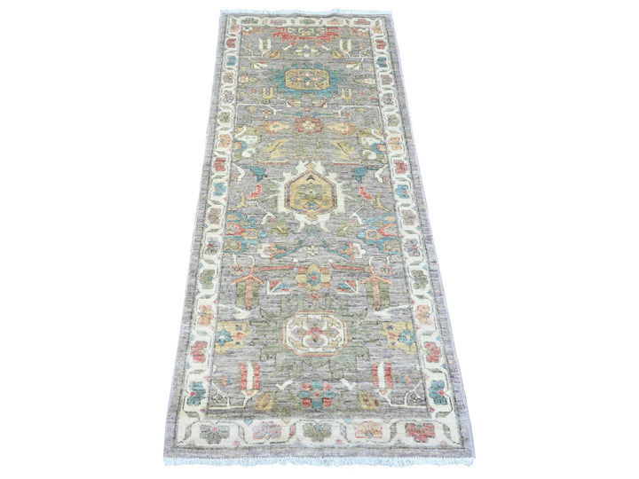 2'6" x 6'0" New Hand Knotted Grey Wool Runner Oriental Rug - MOA10289992
