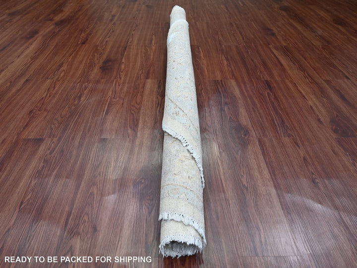 5'8" x 5'9" New Hand Knotted Ivory Wool Round Oriental Rug - MOA10289996