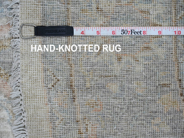 5'8" x 5'9" New Hand Knotted Ivory Wool Round Oriental Rug - MOA10289996