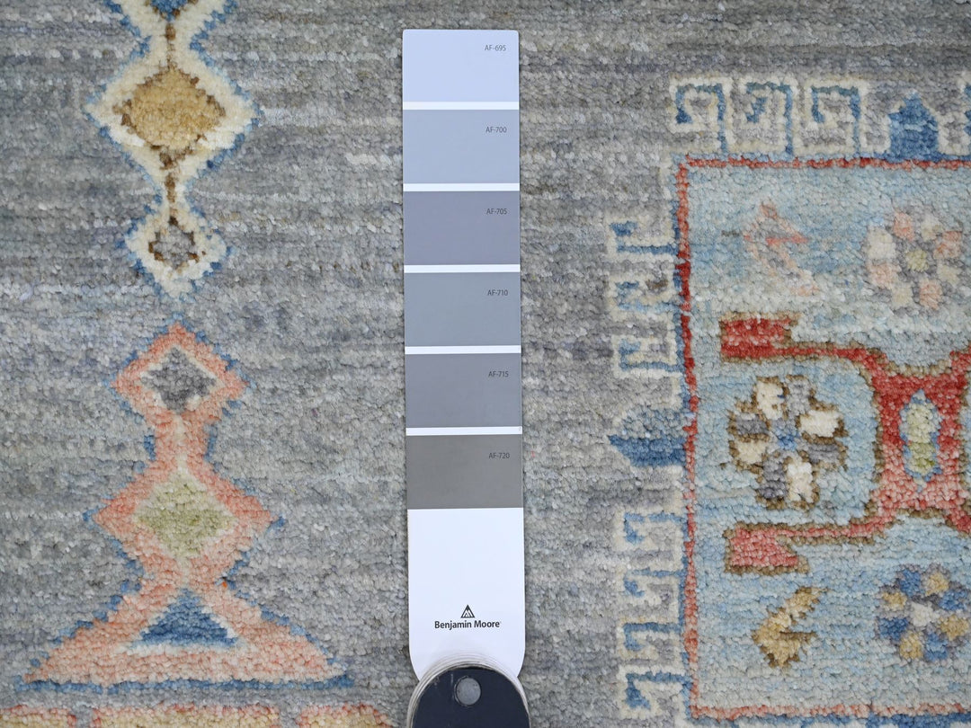 7'8" x 7'11" New Hand Knotted Grey Wool Round Oriental Rug - MOA10289997
