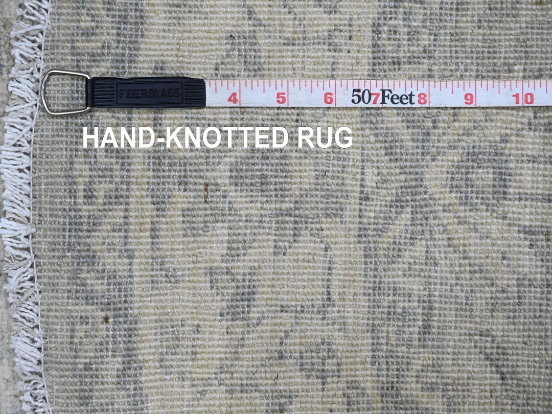 3'11" x 4'0" New Hand Knotted Grey Wool Round Oriental Rug - MOA10289998