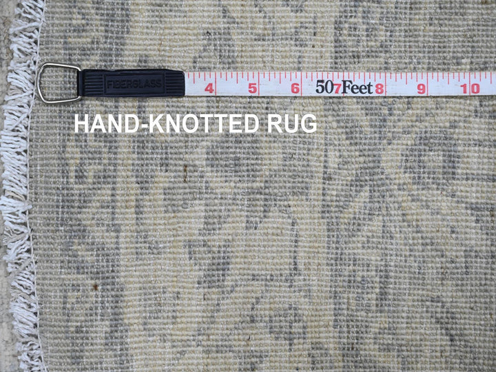 3'11" x 4'0" New Hand Knotted Grey Wool Round Oriental Rug - MOA10289998