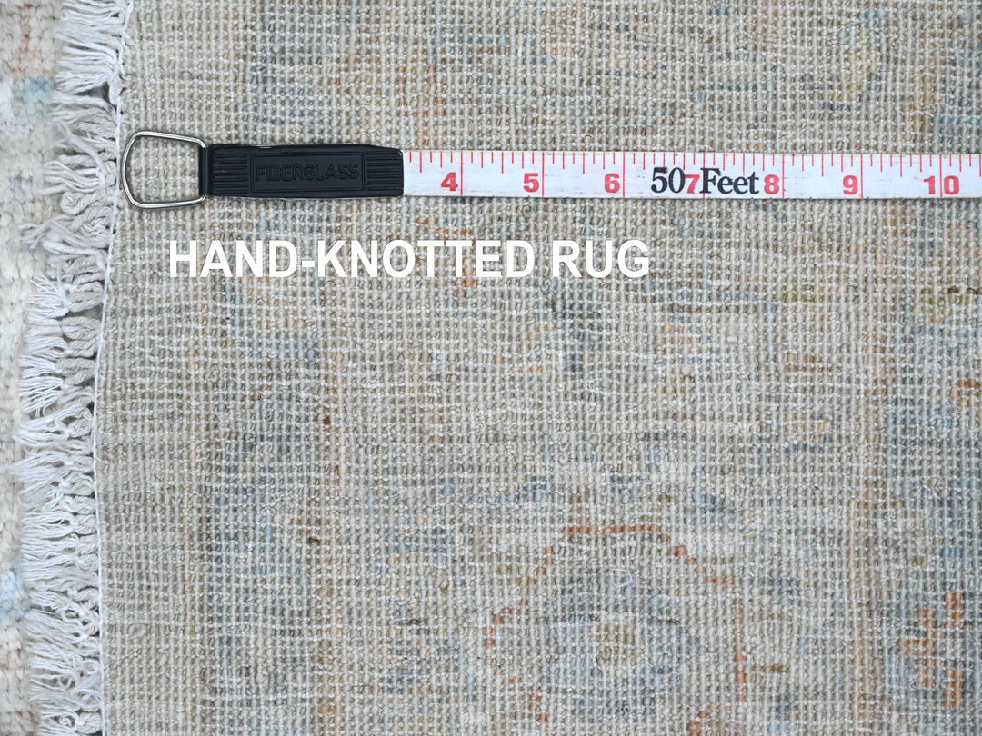 5'8" x 5'9" New Hand Knotted Ivory Wool Round Oriental Rug - MOA10289999