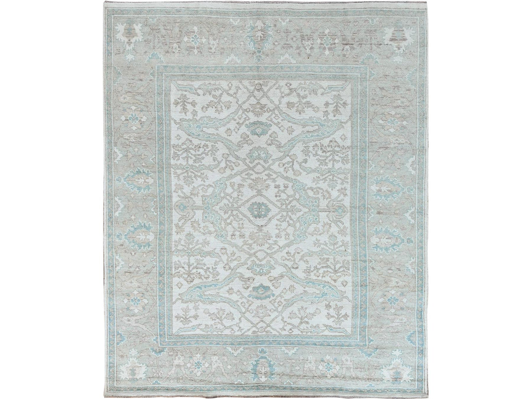 7'11" x 9'8" New Hand Knotted Ivory Wool Rectangle Oriental Rug - MOA102899