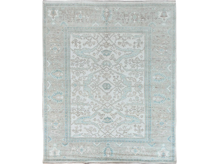 7'11" x 9'8" New Hand Knotted Ivory Wool Rectangle Oriental Rug - MOA102899