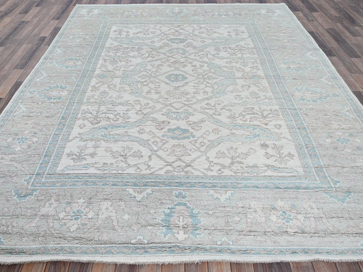 7'11" x 9'8" New Hand Knotted Ivory Wool Rectangle Oriental Rug - MOA102899