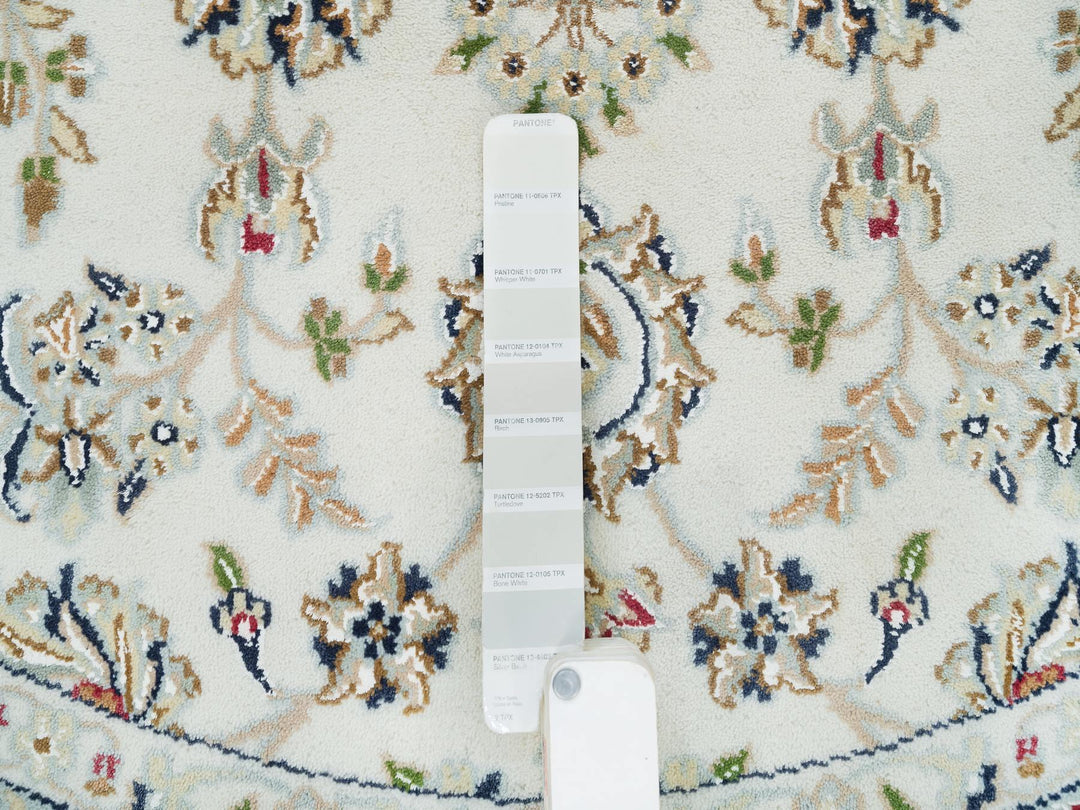 6'5" x 6'5" New Hand Knotted Ivory Wool Round Oriental Rug - MOA10290004