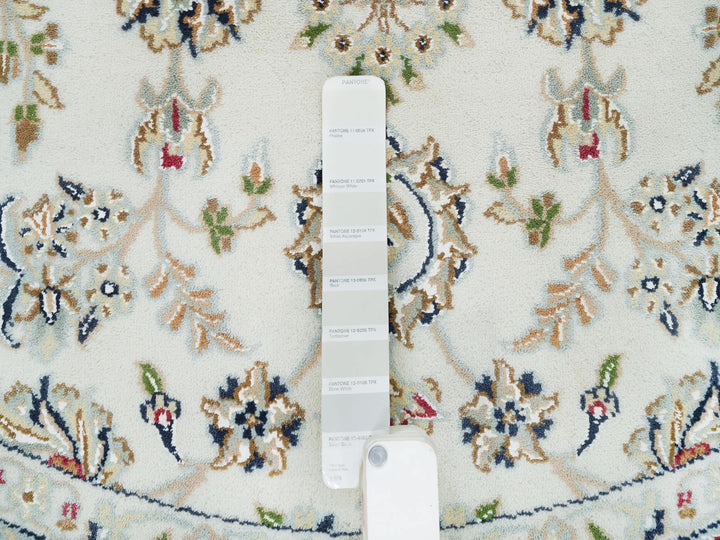 6'5" x 6'5" New Hand Knotted Ivory Wool Round Oriental Rug - MOA10290004