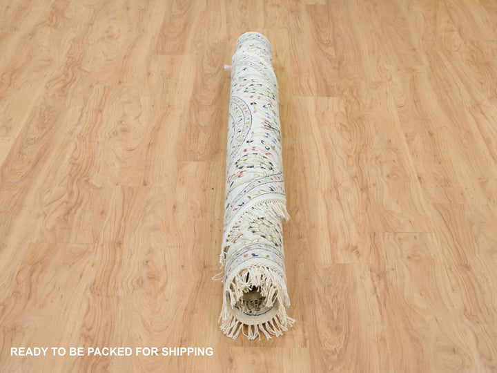6'5" x 6'5" New Hand Knotted Ivory Wool Round Oriental Rug - MOA10290004