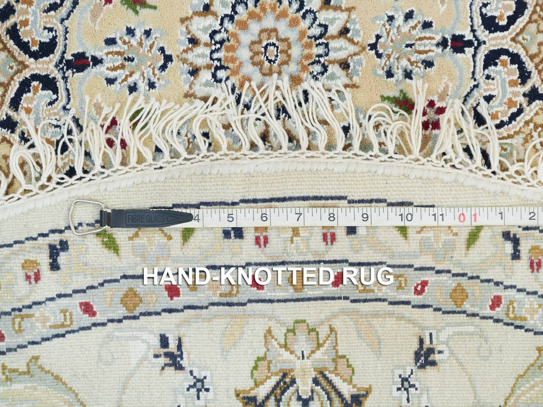 6'5" x 6'5" New Hand Knotted Ivory Wool Round Oriental Rug - MOA10290004