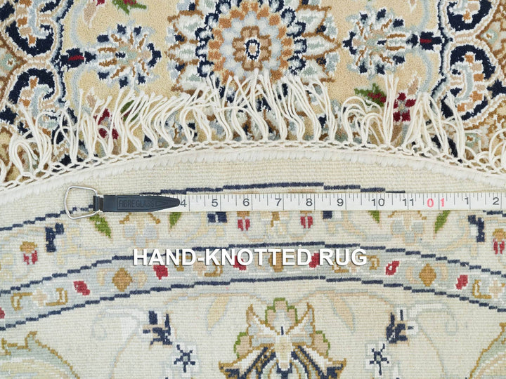 6'5" x 6'5" New Hand Knotted Ivory Wool Round Oriental Rug - MOA10290004