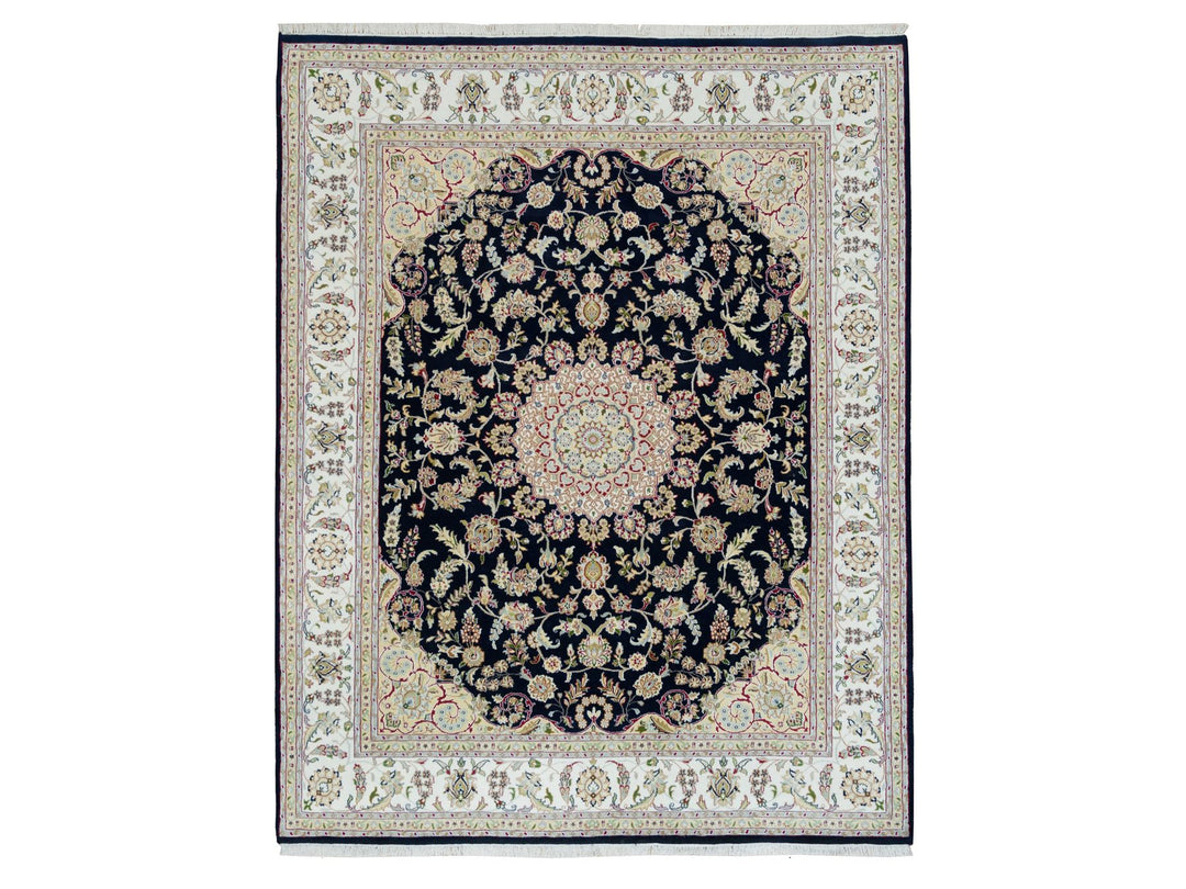 7'10" x 10'1" New Hand Knotted Blue Wool Rectangle Oriental Rug - MOA10290008