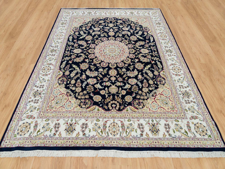 7'10" x 10'1" New Hand Knotted Blue Wool Rectangle Oriental Rug - MOA10290008
