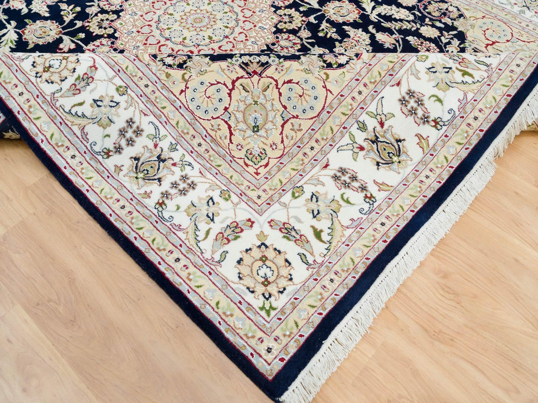 7'10" x 10'1" New Hand Knotted Blue Wool Rectangle Oriental Rug - MOA10290008