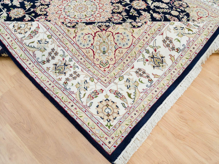 7'10" x 10'1" New Hand Knotted Blue Wool Rectangle Oriental Rug - MOA10290008