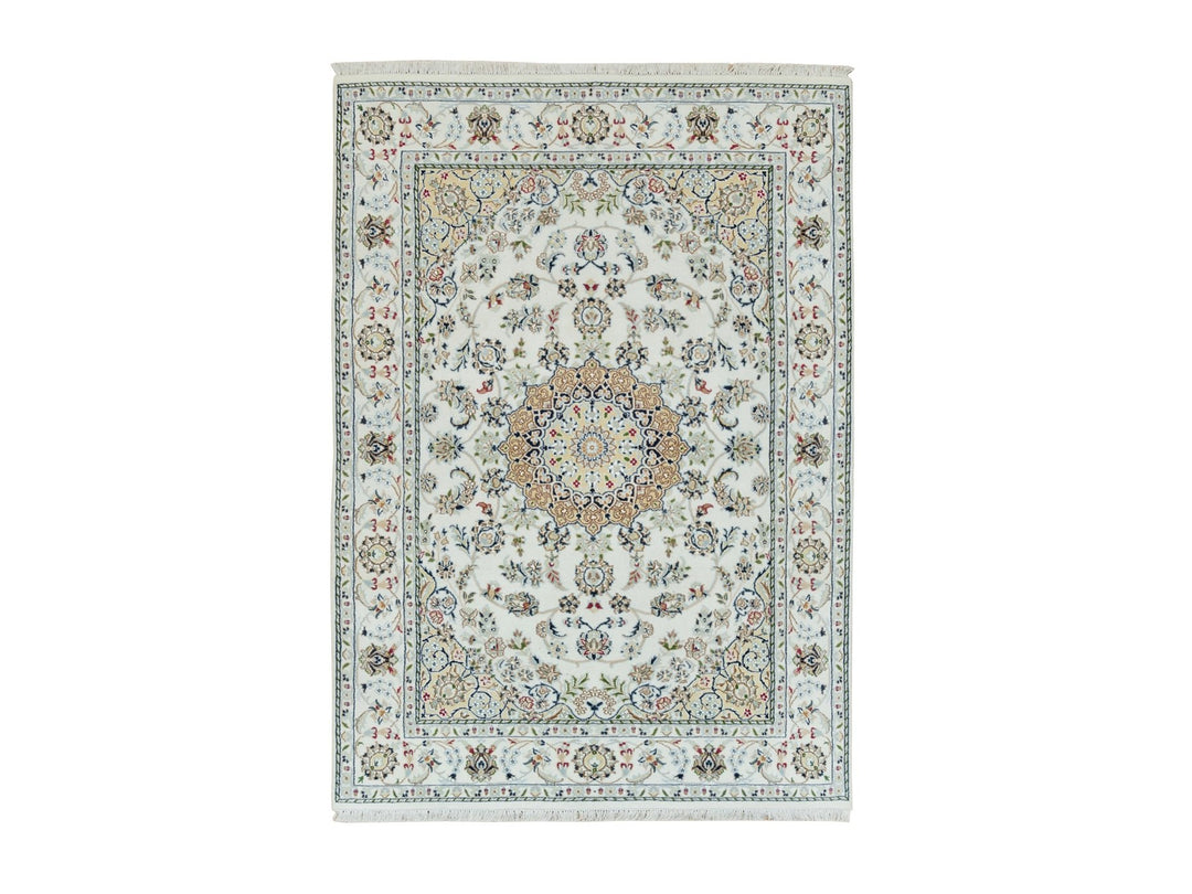 4'7" x 6'8" New Hand Knotted Ivory Wool Rectangle Oriental Rug - MOA10290013