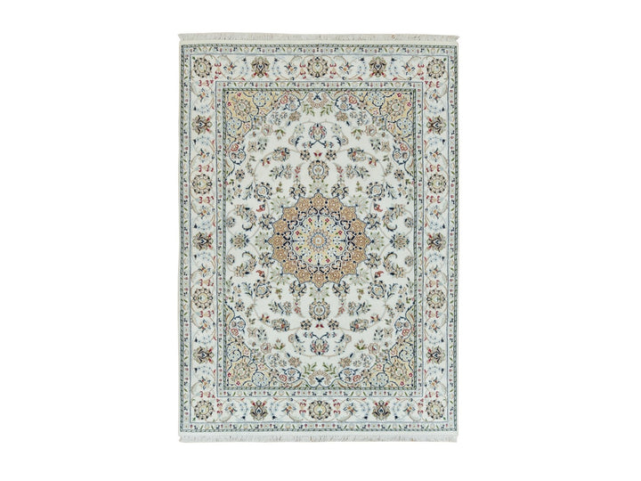 4'7" x 6'8" New Hand Knotted Ivory Wool Rectangle Oriental Rug - MOA10290013