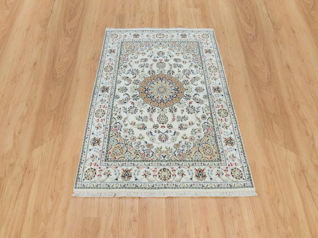 4'7" x 6'8" New Hand Knotted Ivory Wool Rectangle Oriental Rug - MOA10290013