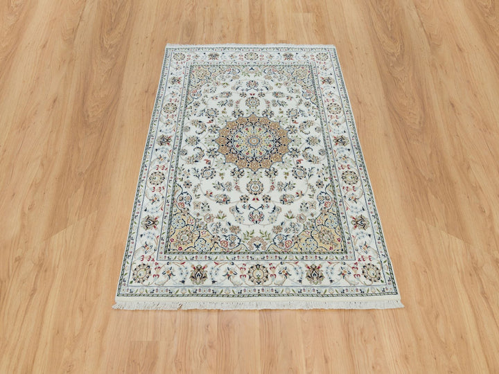 4'7" x 6'8" New Hand Knotted Ivory Wool Rectangle Oriental Rug - MOA10290013