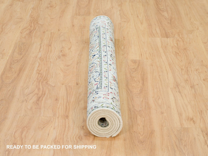 4'7" x 6'8" New Hand Knotted Ivory Wool Rectangle Oriental Rug - MOA10290013