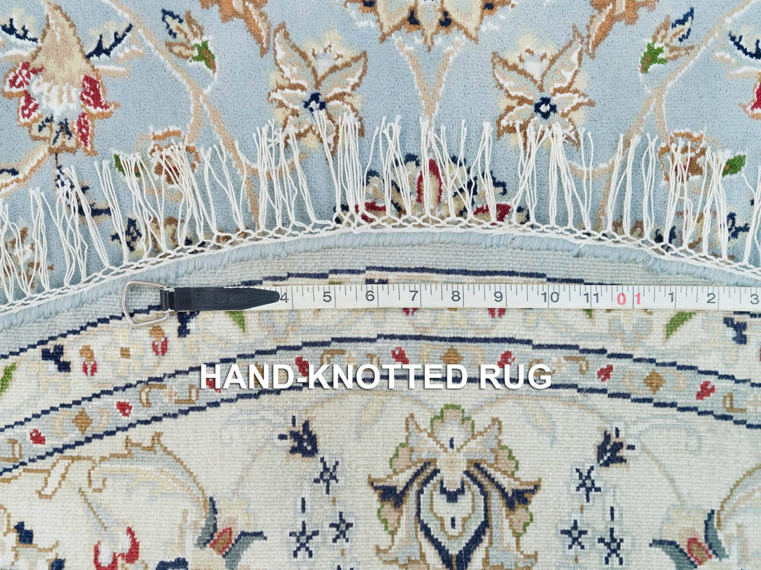 6'0" x 6'0" New Hand Knotted Blue Wool Round Oriental Rug - MOA10290017