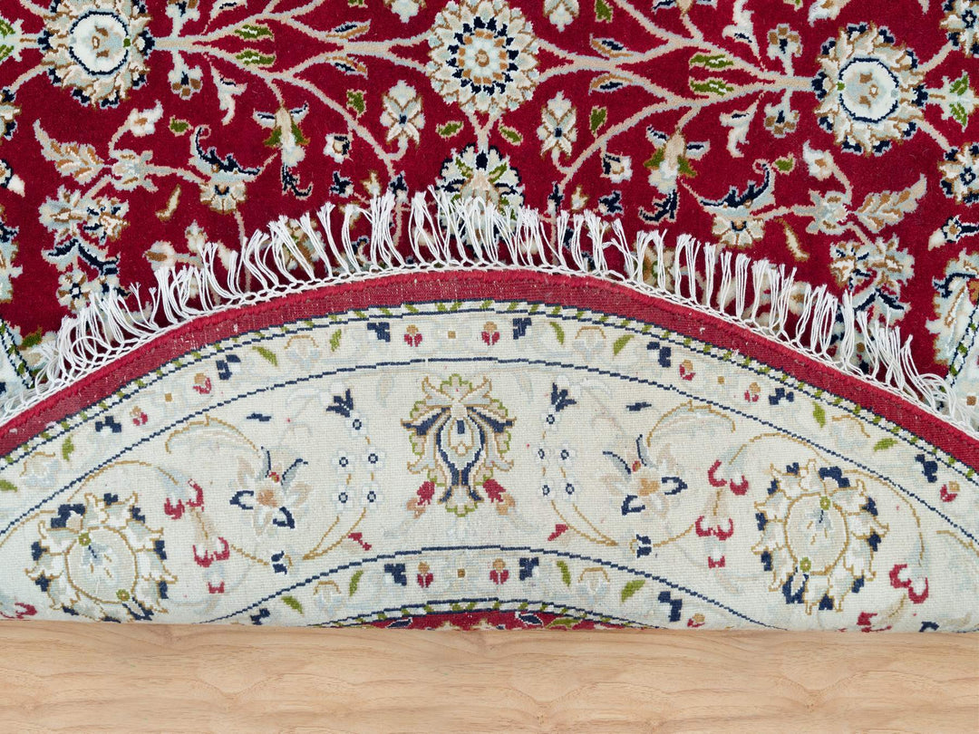 4'10" x 4'10" New Hand Knotted Red Wool Round Oriental Rug - MOA10290018