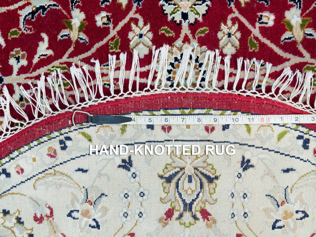 4'10" x 4'10" New Hand Knotted Red Wool Round Oriental Rug - MOA10290018
