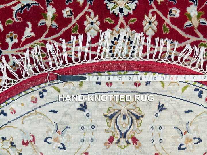 4'10" x 4'10" New Hand Knotted Red Wool Round Oriental Rug - MOA10290018