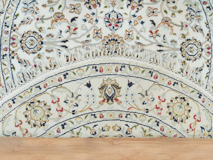 4'1" x 4'1" New Hand Knotted Ivory Wool Round Oriental Rug - MOA10290026