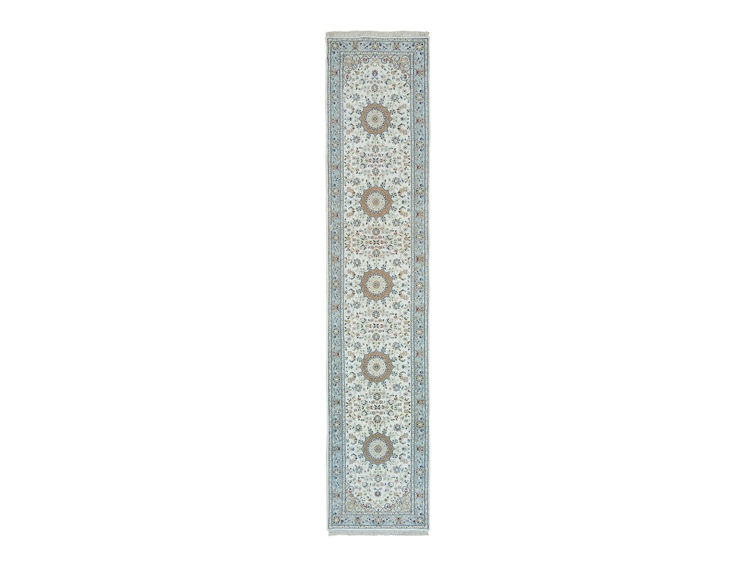 2'8" x 13'0" New Hand Knotted Ivory Wool Runner Oriental Rug - MOA10290028