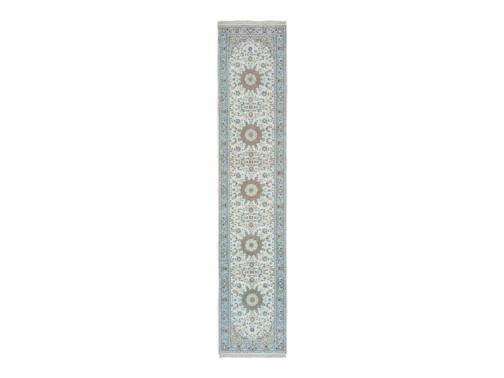 2'8" x 13'0" New Hand Knotted Ivory Wool Runner Oriental Rug - MOA10290028