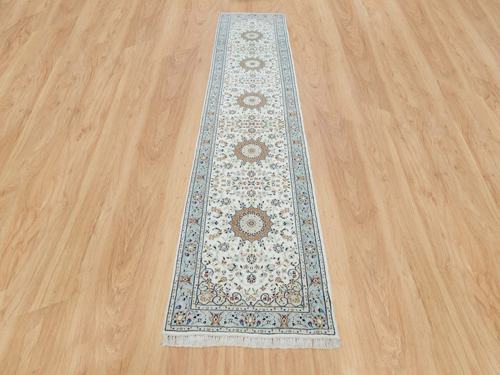 2'8" x 13'0" New Hand Knotted Ivory Wool Runner Oriental Rug - MOA10290028
